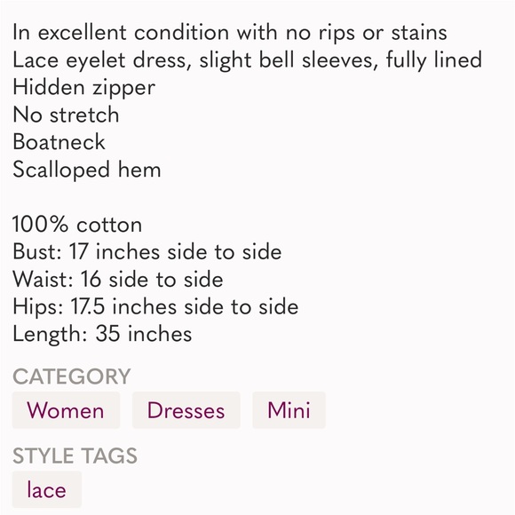 White House Black Market Lace Eyelet Mini Dress - Picture 10 of 10